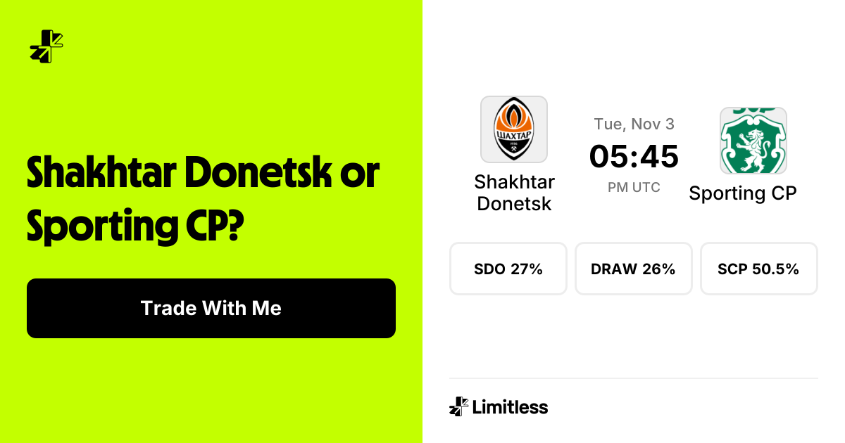Shakhtar Donetsk vs Sporting CP Odds: Sporting CP 50% to Win | UCL ...